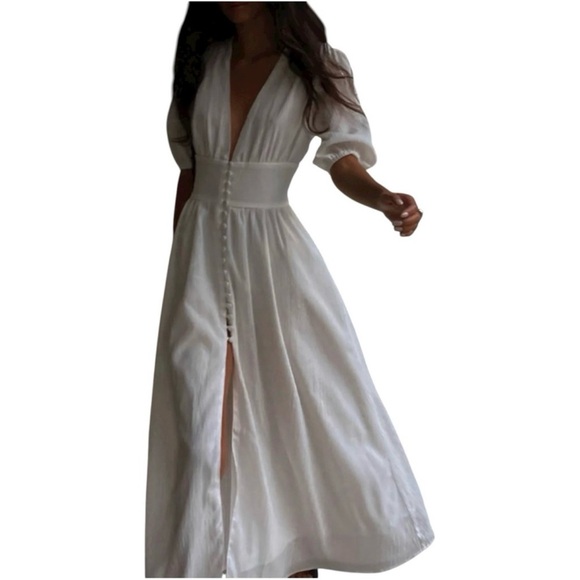 Commense Dresses & Skirts - Commense White Button-Down Maxi Dress